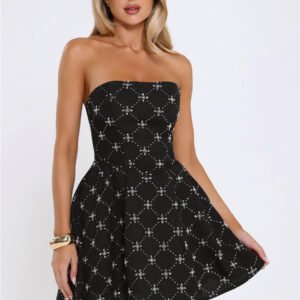 Private Jet Pending Strapless Mini Dress Black
