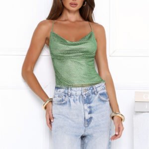 Glitter Goals Crop Top Green