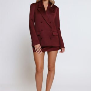 Boss Babe Energy Satin Blazer Wine