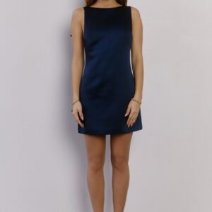 Sleek Sophistication Satin Mini Dress Navy