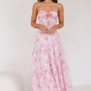 Queen Scenes Strapless Maxi Dress Pink