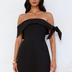 Seashell Dream Off Shoulder Mini Dress Black