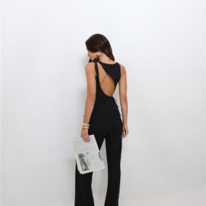 Refined Edge High Rise Straight Leg Tailored Pants Black