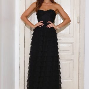Lovers In Paris Strapless Tulle Maxi Dress Black