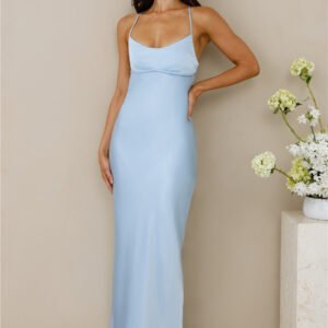 The Samara Satin Maxi Dress Blue