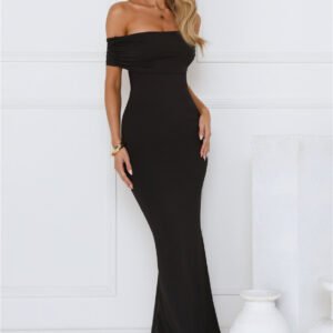 Vibe On Point Off Shoulder Maxi Dress Black