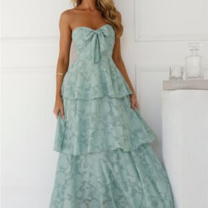 Whimsy In Wonderland Strapless Maxi Dress Sage