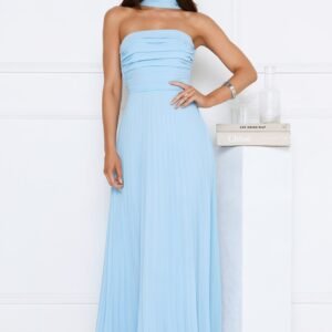 Sugar Babe Strapless Pleated Maxi Dress Blue