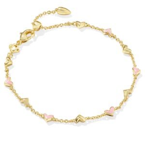 Haven Gold Delicate Chain Bracelet Pink Enamel