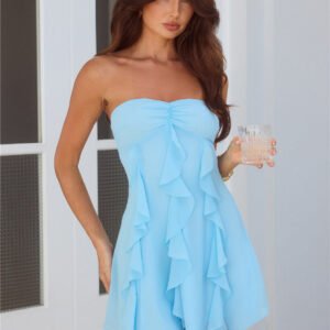Imagine It Strapless Mini Dress Blue